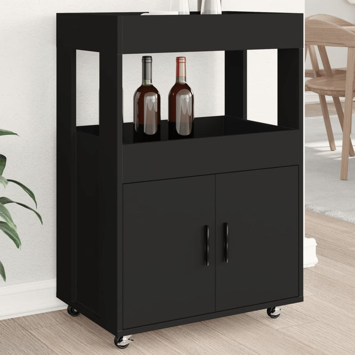 Cărucior de bar, negru, 60x39,5x89 cm, lemn prelucrat WALTI