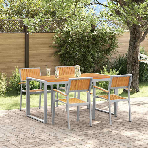 Set de masă pentru grădină 5 pcs Gri și maro 160 x 80 x 75 cm - WALTI WALTI