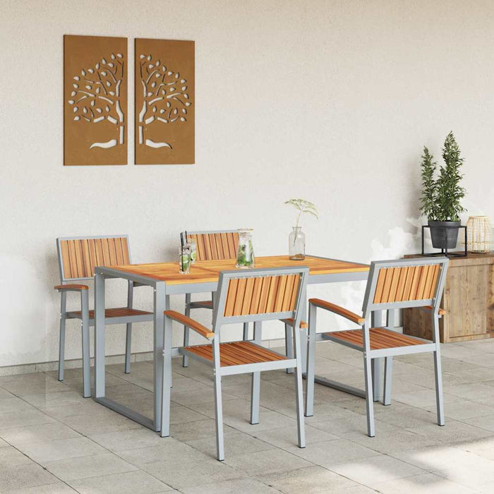 Set de masă pentru grădină 5 pcs Gri și maro 160 x 80 x 75 cm - WALTI WALTI
