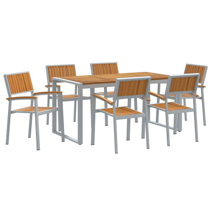 Set de masă pentru grădină 7 pcs Gri și maro 160 x 80 x 75 cm - WALTI WALTI