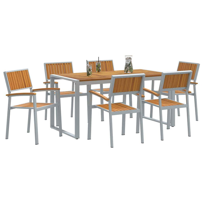Set de masă pentru grădină 7 pcs Gri și maro 160 x 80 x 75 cm - WALTI WALTI