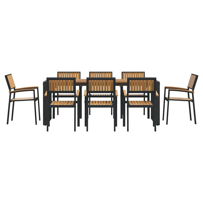 Set de masă pentru grădină 9 buc. Negru Lemn Solid de Acacia WALTI