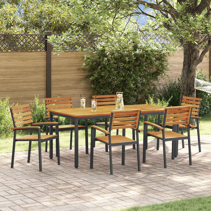 Set de masă pentru grădină 7 buc. Negru Lemn Solid de Acacia WALTI