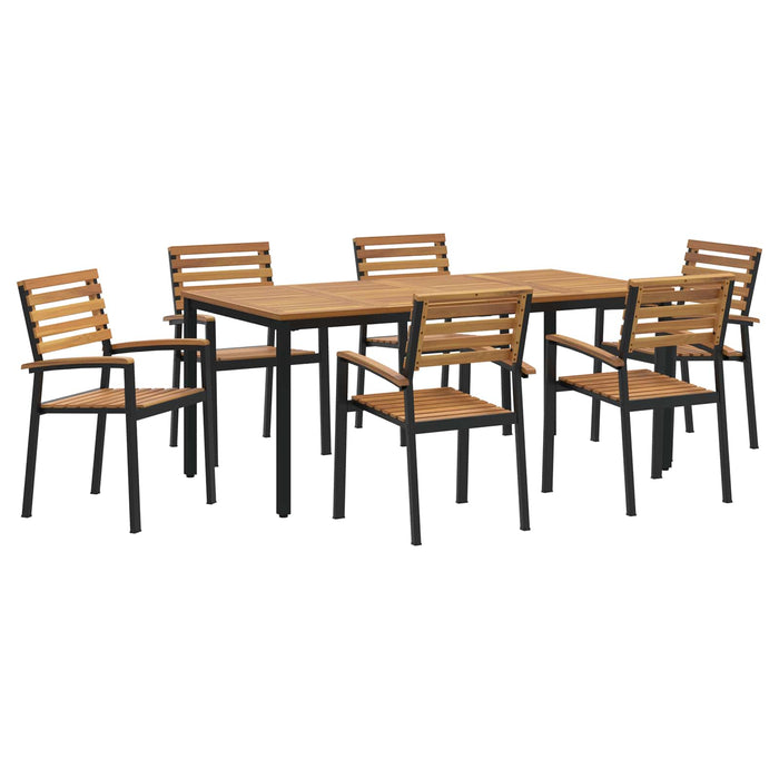 Set de masă pentru grădină 7 buc. Negru Lemn Solid de Acacia WALTI