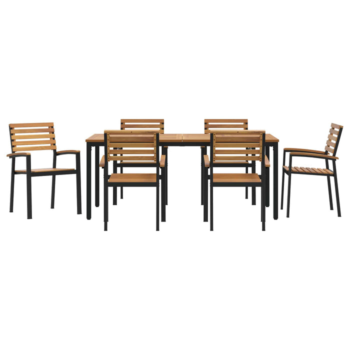 Set de masă pentru grădină 7 buc. Negru Lemn Solid de Acacia WALTI