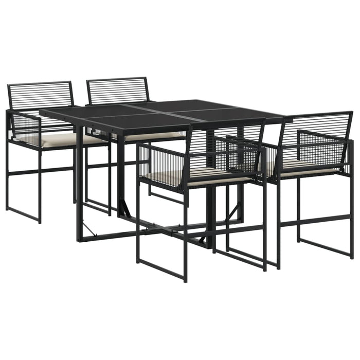 Set mobilier de grădină cu perne, 5 piese, negru, poliratan - WALTI WALTI