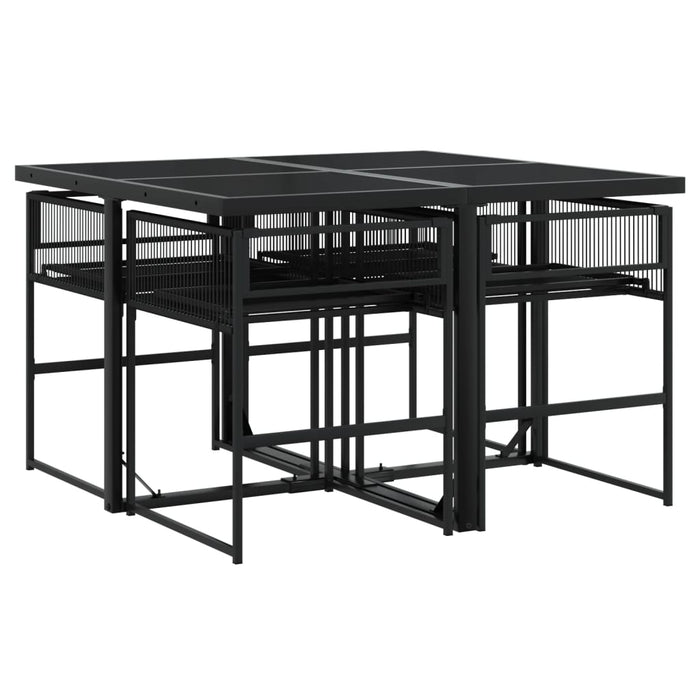 Set mobilier de grădină cu perne, 5 piese, negru, poliratan - WALTI WALTI