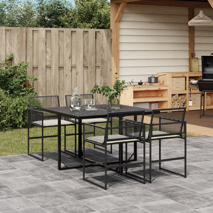 Set mobilier de grădină cu perne, 5 piese, negru, poliratan - WALTI WALTI