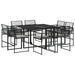 Set mobilier de grădină cu perne, 9 piese, negru, poliratan - WALTI WALTI