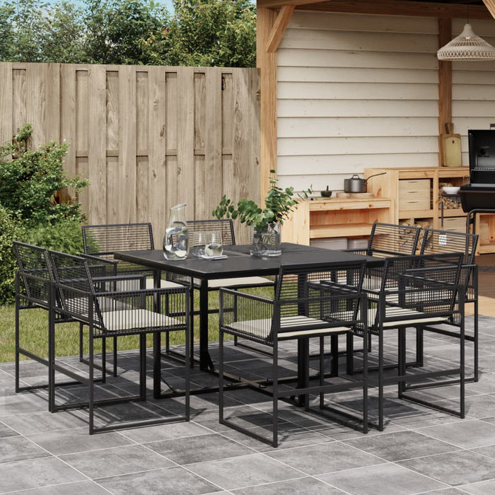 Set mobilier de grădină cu perne, 9 piese, negru, poliratan - WALTI WALTI