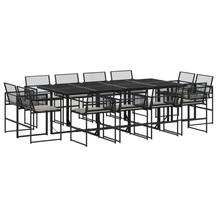 Set mobilier de grădină cu perne, 13 piese, negru, poliratan - WALTI WALTI