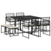 Set mobilier de grădină cu perne, 9 piese, negru, poliratan - WALTI WALTI