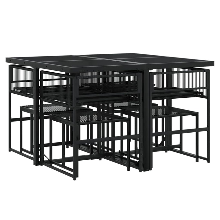Set mobilier de grădină cu perne, 9 piese, negru, poliratan - WALTI WALTI