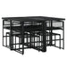 Set mobilier de grădină cu perne, 9 piese, negru, poliratan - WALTI WALTI