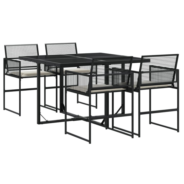 Set mobilier de grădină cu perne, 5 piese, negru, poliratan - WALTI WALTI