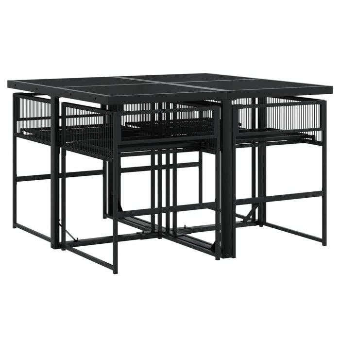 Set mobilier de grădină cu perne, 5 piese, negru, poliratan - WALTI WALTI