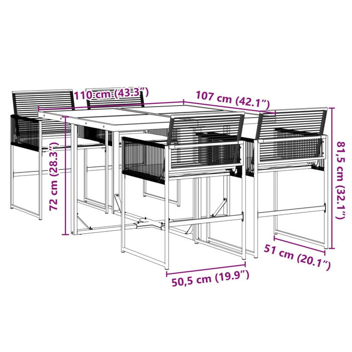 Set mobilier de grădină cu perne, 5 piese, negru, poliratan - WALTI WALTI
