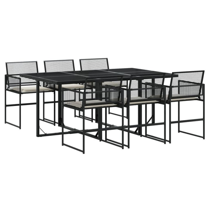 Set mobilier de grădină cu perne, 7 piese, negru, poliratan - WALTI WALTI