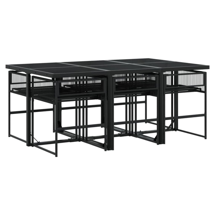 Set mobilier de grădină cu perne, 7 piese, negru, poliratan - WALTI WALTI