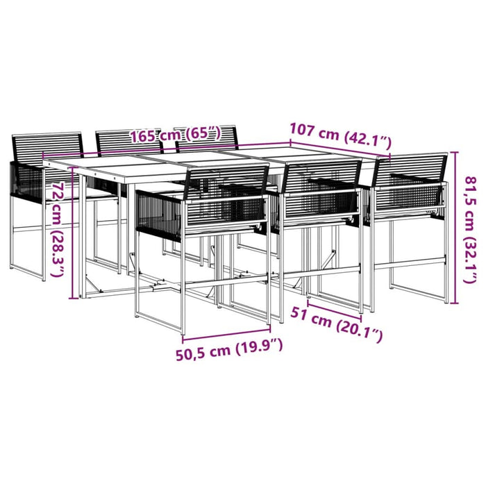 Set mobilier de grădină cu perne, 7 piese, negru, poliratan - WALTI WALTI