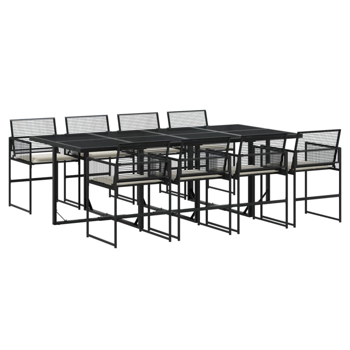 Set mobilier de grădină cu perne, 9 piese, negru, poliratan - WALTI WALTI