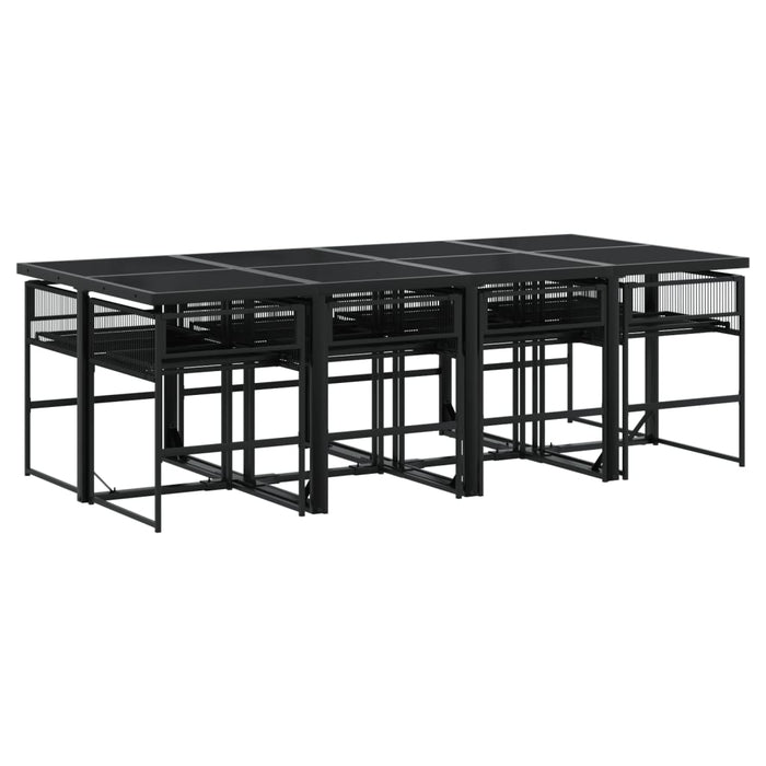 Set mobilier de grădină cu perne, 9 piese, negru, poliratan - WALTI WALTI
