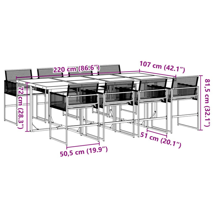 Set mobilier de grădină cu perne, 9 piese, negru, poliratan - WALTI WALTI