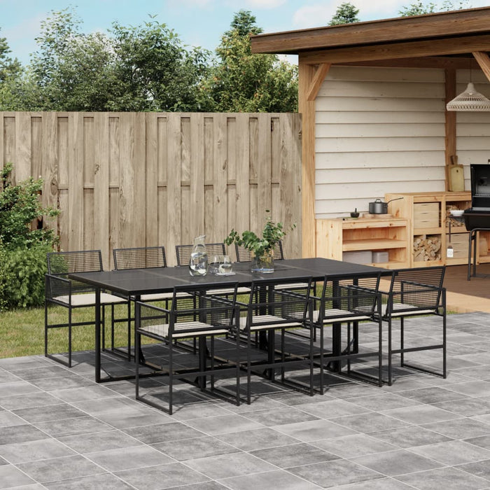 Set mobilier de grădină cu perne, 9 piese, negru, poliratan - WALTI WALTI