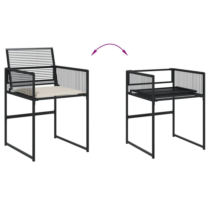 Set mobilier de exterior cu perne, 11 piese, negru, poliratan - WALTI WALTI