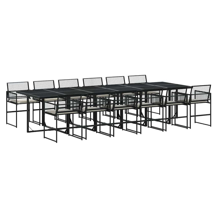 Set mobilier de grădină cu perne, 13 piese, negru, poliratan - WALTI WALTI