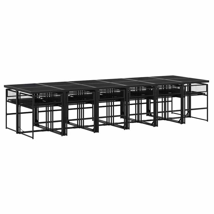 Set mobilier de grădină cu perne, 13 piese, negru, poliratan - WALTI WALTI