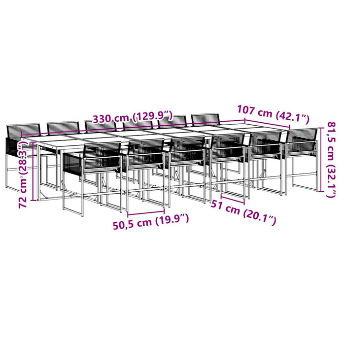 Set mobilier de grădină cu perne, 13 piese, negru, poliratan - WALTI WALTI