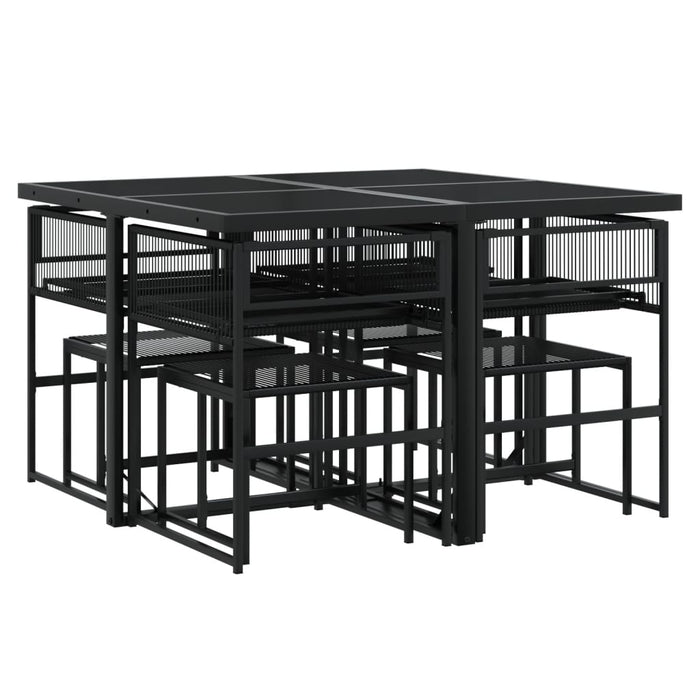 Set mobilier de grădină cu perne, 9 piese, negru, poliratan - WALTI WALTI