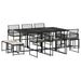 Set mobilier de exterior cu perne, 11 piese, negru, poliratan - WALTI WALTI