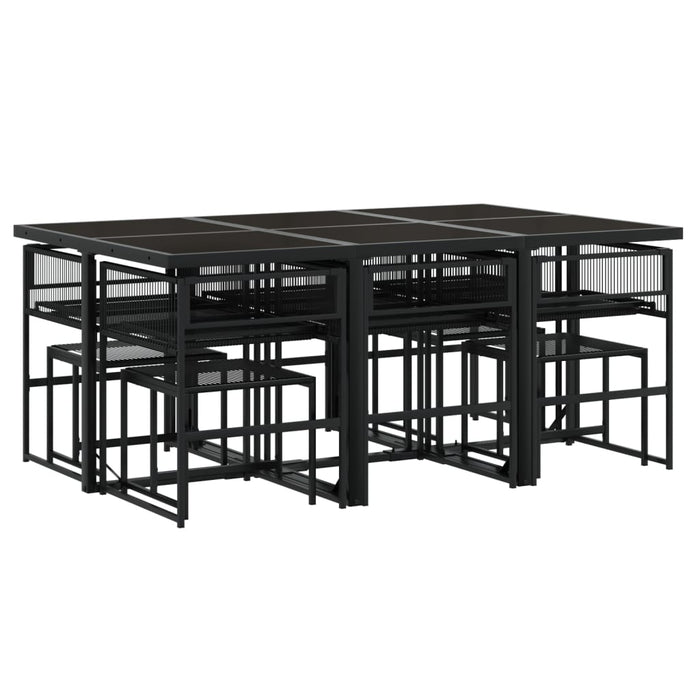 Set mobilier de exterior cu perne, 11 piese, negru, poliratan - WALTI WALTI