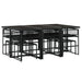 Set mobilier de exterior cu perne, 11 piese, negru, poliratan - WALTI WALTI