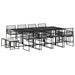 Set mobilier de grădină cu perne, 13 piese, negru, poliratan - WALTI WALTI