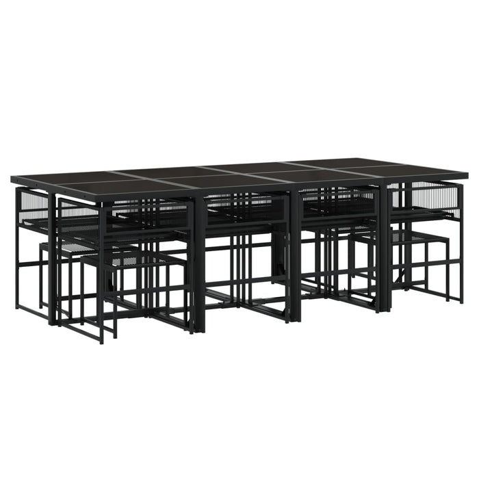 Set mobilier de grădină cu perne, 13 piese, negru, poliratan - WALTI WALTI