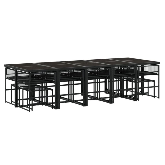 Set mobilier de grădină cu perne, 15 piese, negru, poliratan - WALTI WALTI