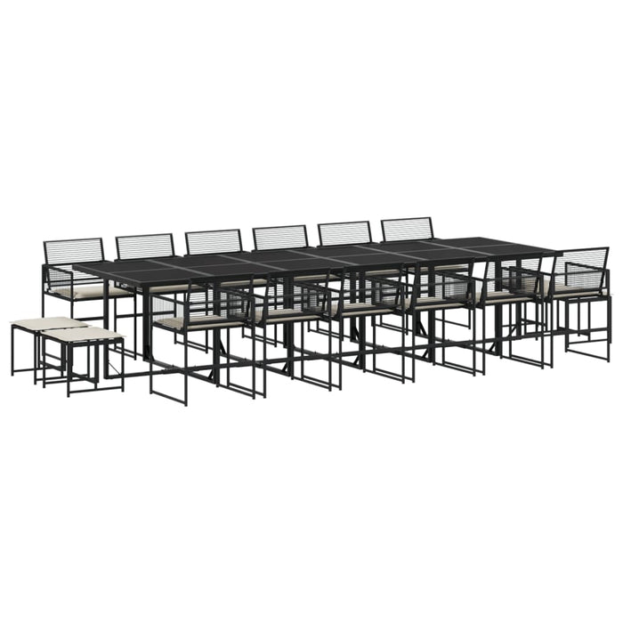 Set mobilier de grădină cu perne, 17 piese, negru, poliratan - WALTI WALTI