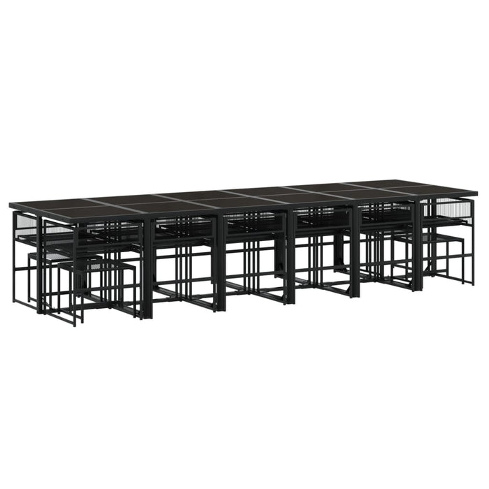Set mobilier de grădină cu perne, 17 piese, negru, poliratan - WALTI WALTI