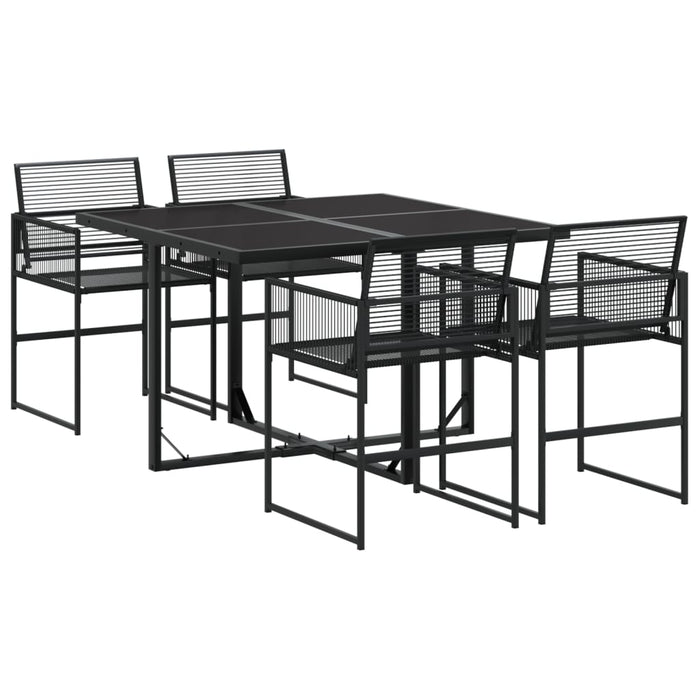 Set mobilier de grădină, 5 piese, negru, poliratan - WALTI WALTI