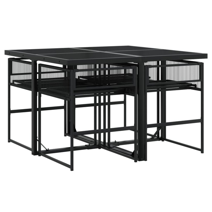 Set mobilier de grădină, 5 piese, negru, poliratan - WALTI WALTI
