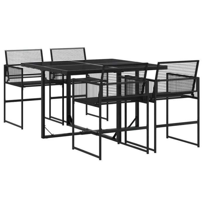 Set mobilier de grădină, 5 piese, negru, poliratan - WALTI WALTI