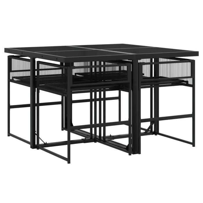 Set mobilier de grădină, 5 piese, negru, poliratan - WALTI WALTI