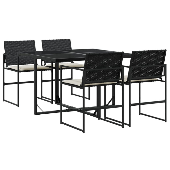 Set mobilier de grădină cu perne, 5 piese, negru, poliratan - WALTI WALTI
