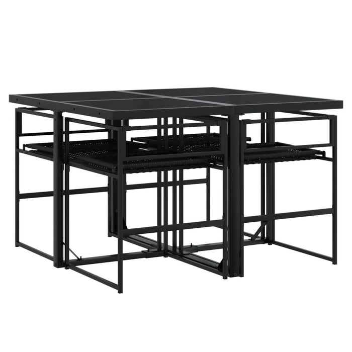 Set mobilier de grădină cu perne, 5 piese, negru, poliratan - WALTI WALTI