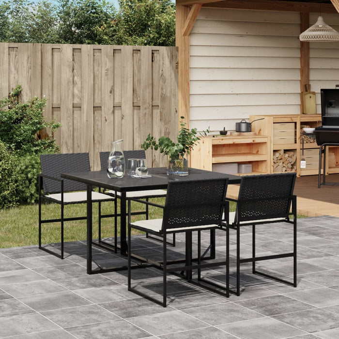 Set mobilier de grădină cu perne, 5 piese, negru, poliratan - WALTI WALTI