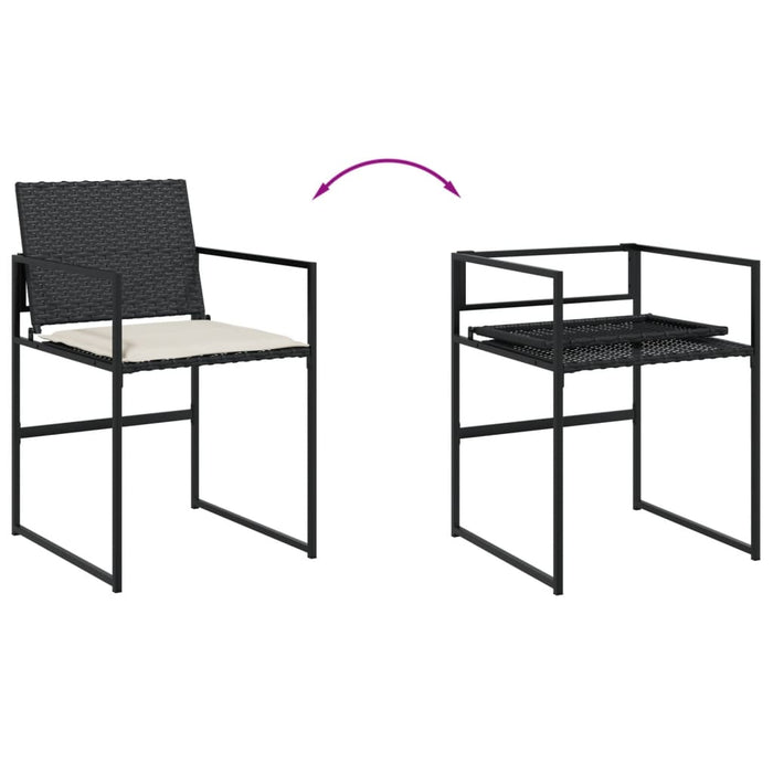 Set mobilier de grădină cu perne, 9 piese, negru, poliratan - WALTI WALTI