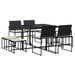 Set mobilier de grădină cu perne, 9 piese, negru, poliratan - WALTI WALTI